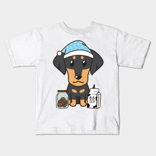 Funny dachshund is having a midnight snack Kids T-Shirt